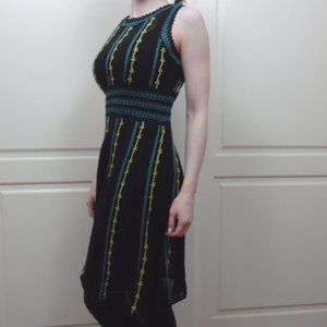 Blue Green Crochet Dress Black